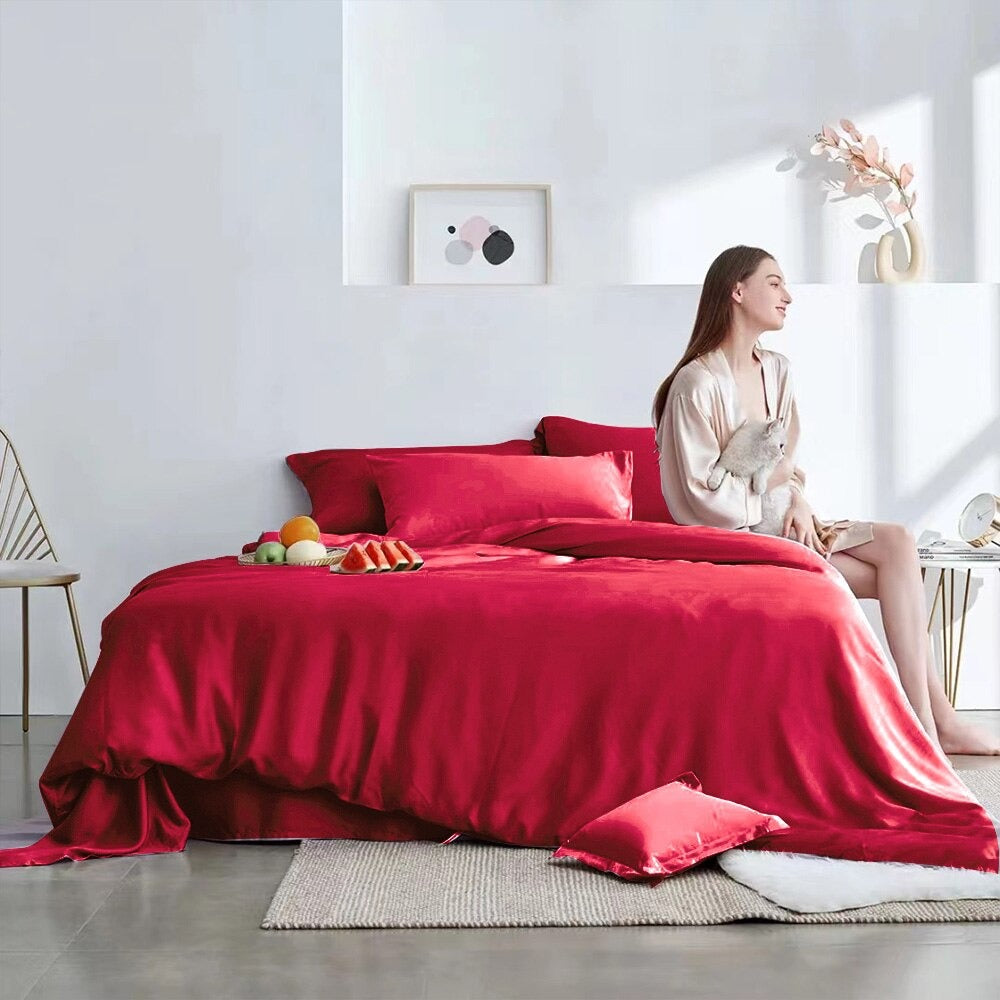 Red 4Pcs Sleep Bed Cover