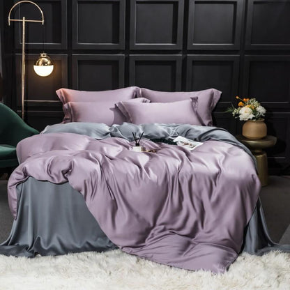 Silk Bed Purple Cover Set Flat Sheet