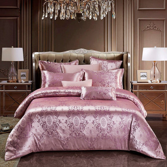 Printed Pink Bedding Cover Pillowcase Flat Sheet Set