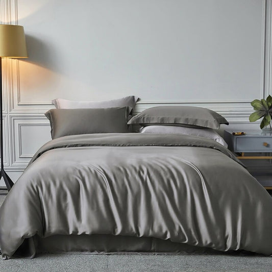 Dark Gray Luxury Silk Bedding Set