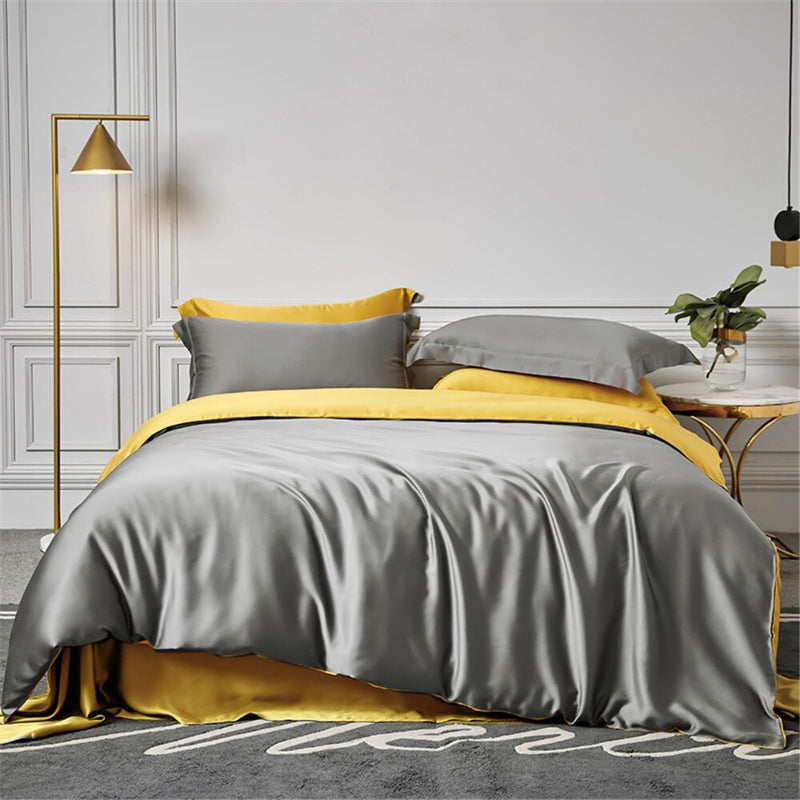 Solid Silk Gray Bedding Set