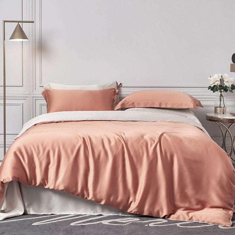 Solid Silk Orange Bedding Set