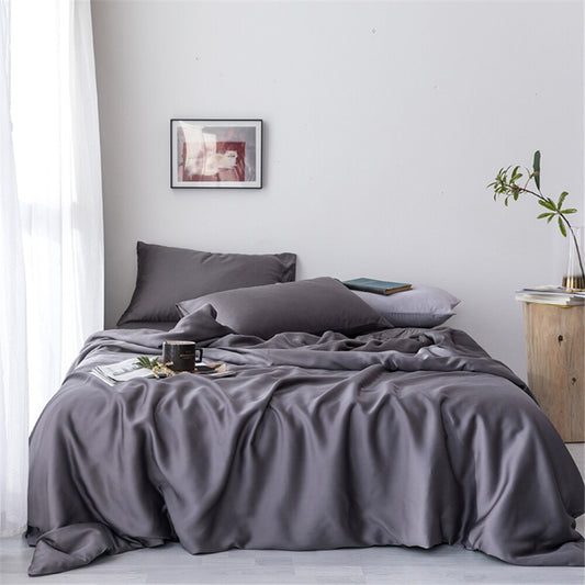 Lustrous Silk Gray Bedding Set