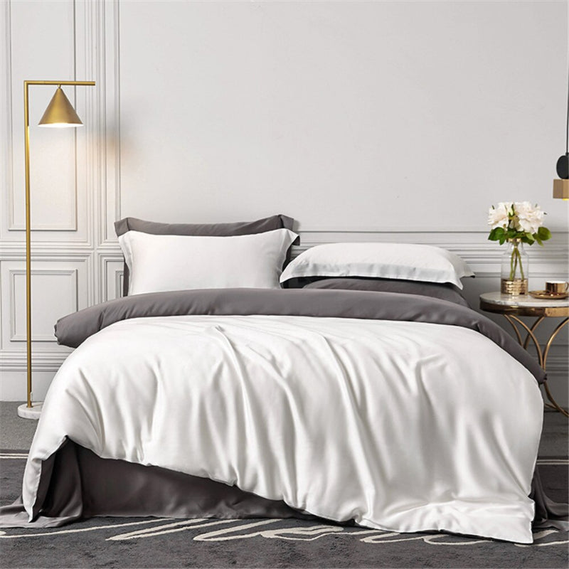 Solid Silk White Bedding Set